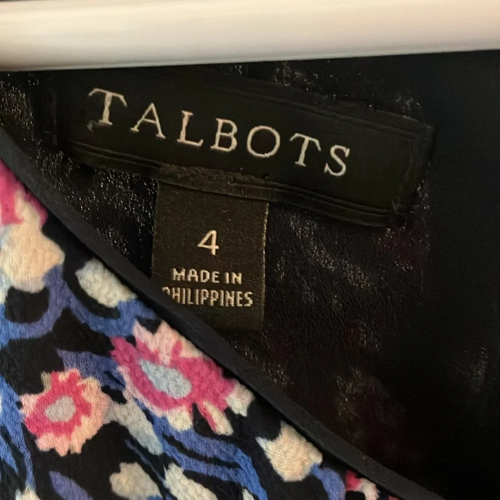 Talbots Black Dress with Vibrant Floral Accents - Picture 3 of 6
